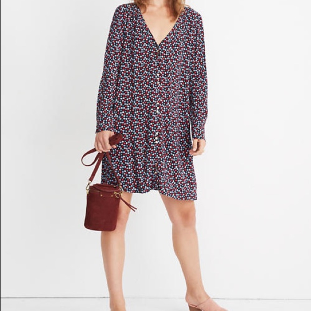 Madewell button-front mini dress in floral size SM